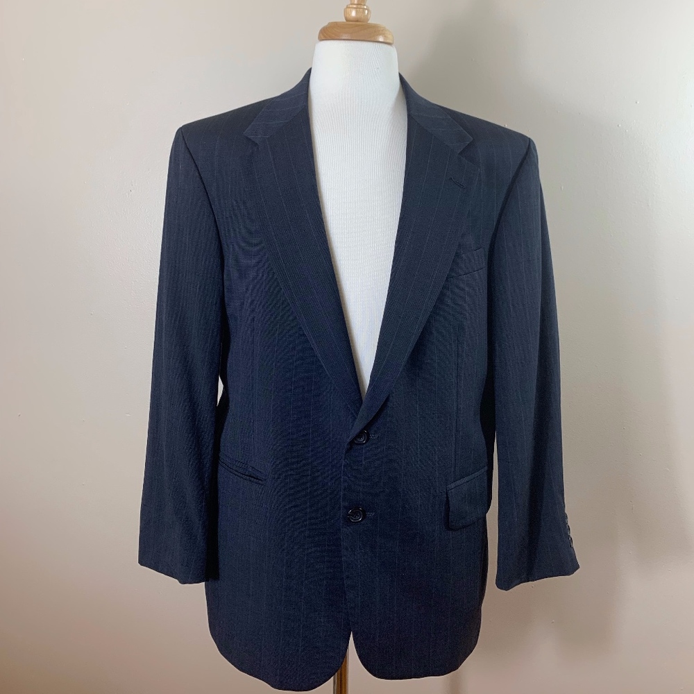 Oscar De La Renta Blue Pinstriped Blazer